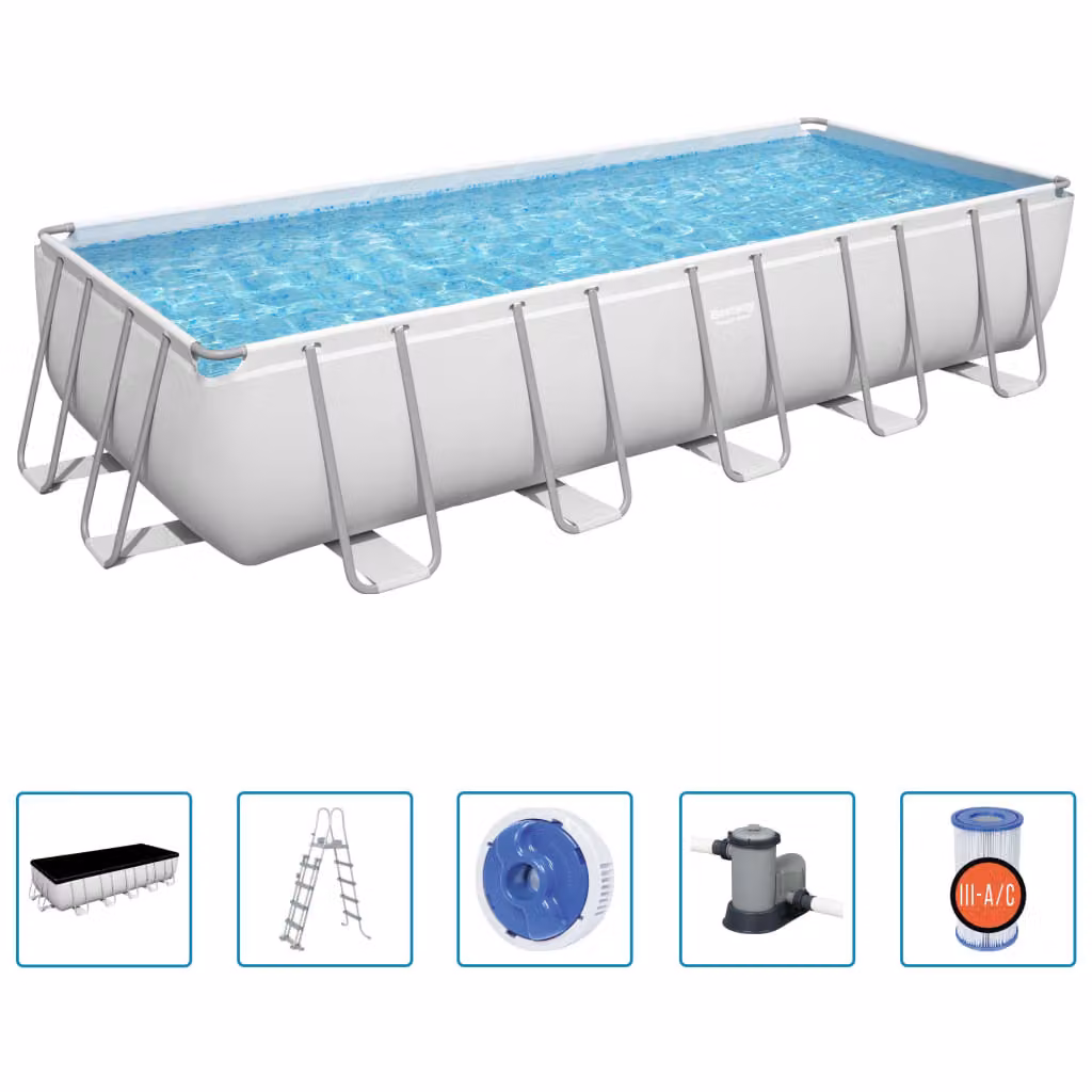 Bestway Power Telaio in acciaio per piscina rettangolare 19281 L