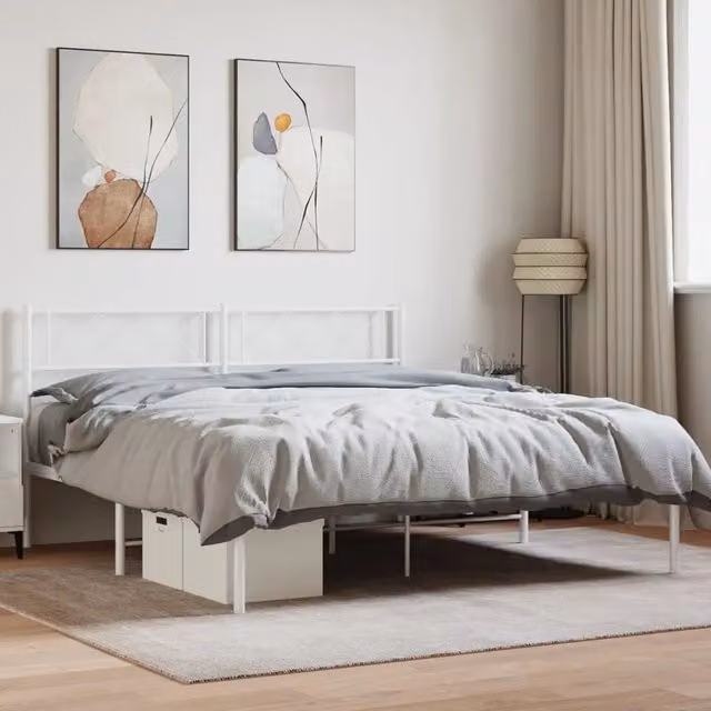 Letto con testiera in metallo bianco vidaXL L/P: 160 x 200 cm