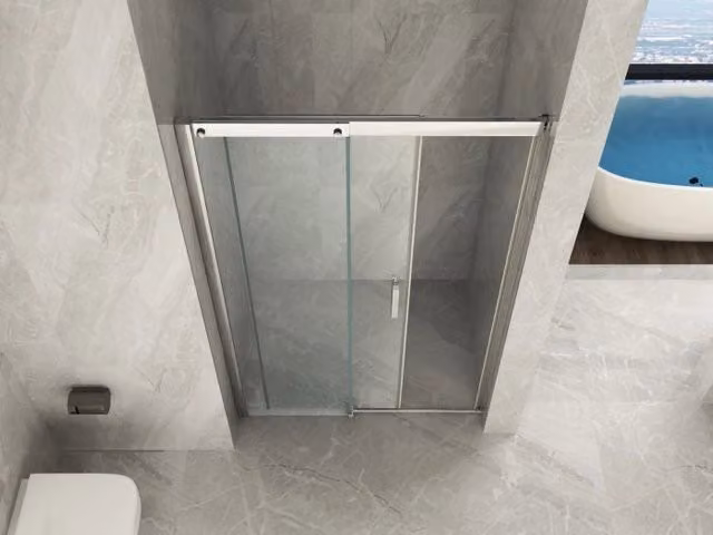 Porta doccia scorrevole DOCCIABOX in cristallo trasparente da 8 mm con trattamento anticalcare e chiusura soft-close, L: 90 cm, H: 195 cm