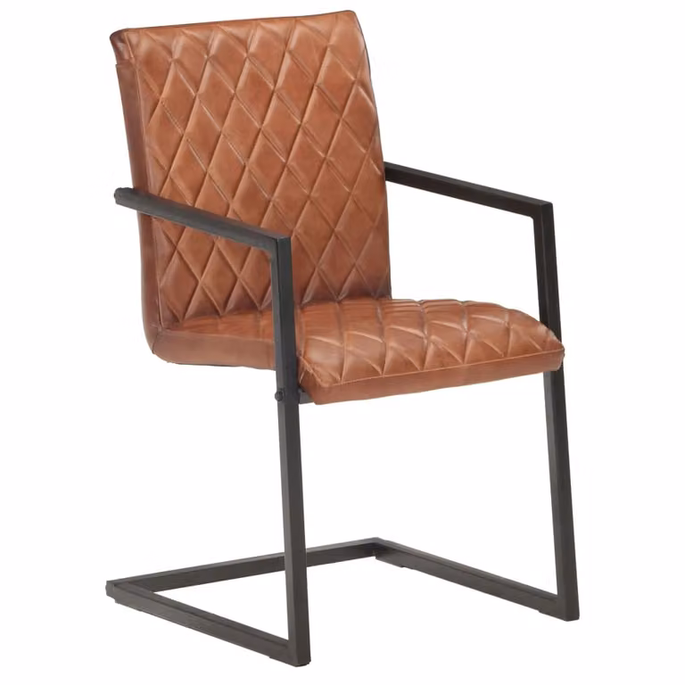 vidaXL Sedia a sbalzo 4 pz. Vera pelle marrone