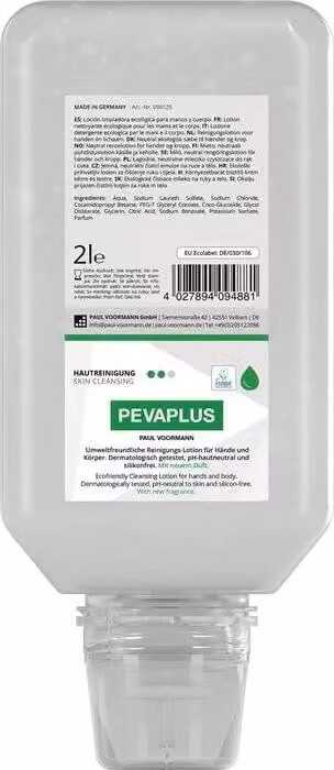Detergente per mani PEVAPLUS 2l senza silicone, bottiglia morbida a pH neutro PAUL VOORMANN