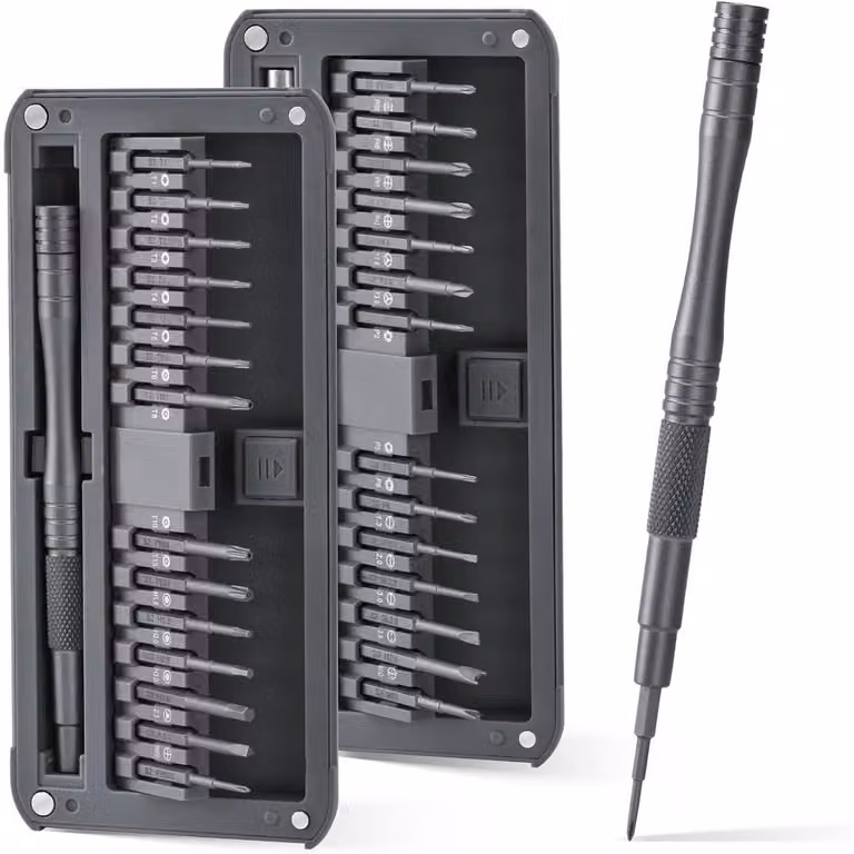 Set di 30 cacciaviti magnetici di precisione, con punte Torx allungate e sistema di stoccaggio a scomparsa, ideale per l'elettronica, il fai-da-te e i tecnici