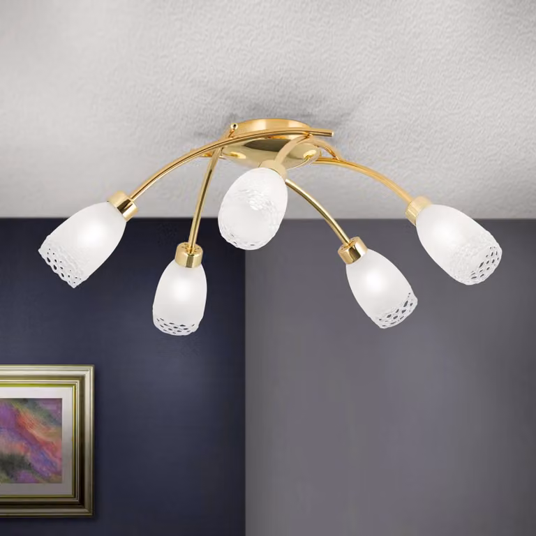ORION Plafoniera soffitto CARLA, dimmerabile, Ottone / Oro, Soggiorno / Sala da pranzo, Metallo, Antico, Plafoniera