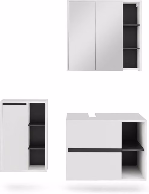 Set di mobili da bagno Viola Bianco/Grigio 3 pezzi Vicco