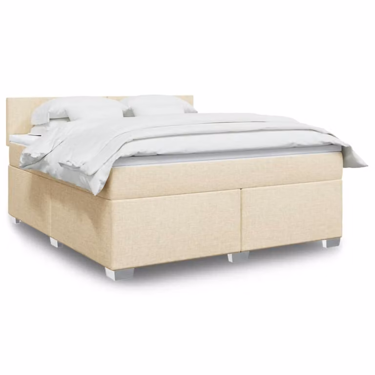 vidaXL Letto Ibrido con Materasso Beige e Bianco, Struttura in Legno e Tessuto con Illuminazione Sotto il Letto e Porta USB, L/P: 180 x 200 cm