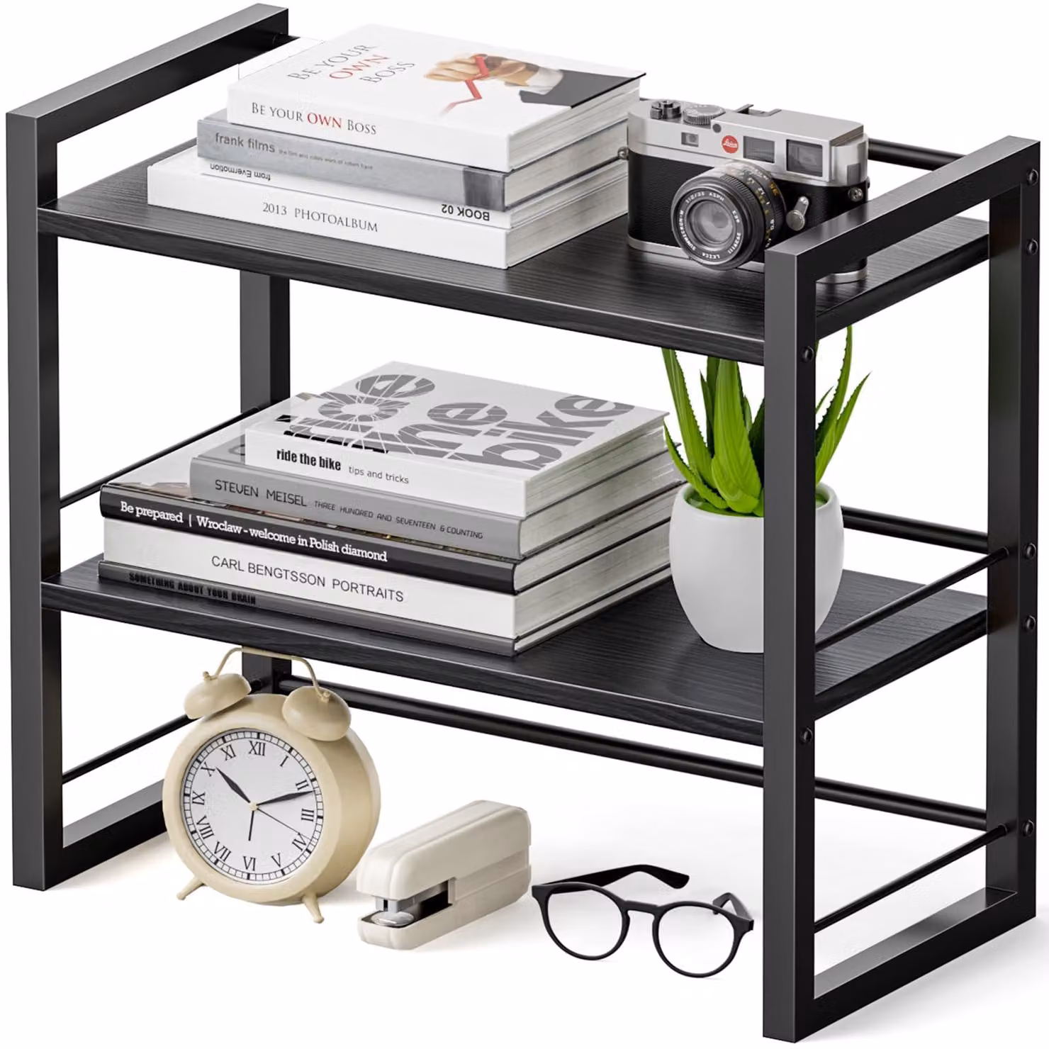 Scrivania organizer, portaoggetti in legno, mini-scaffale per scrivania e spazio contenitivo