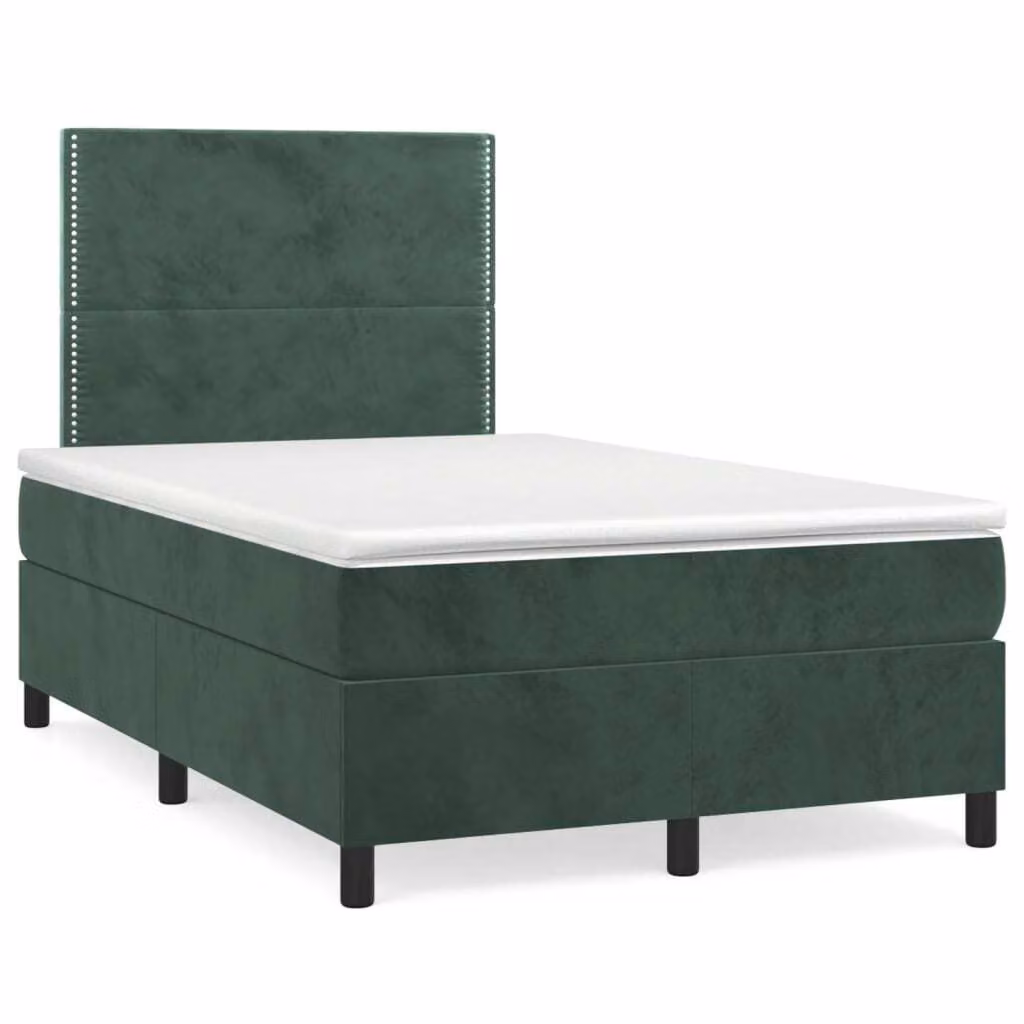 Giroletto a Molle con Materasso Verde Scuro 120x200 cm Velluto
