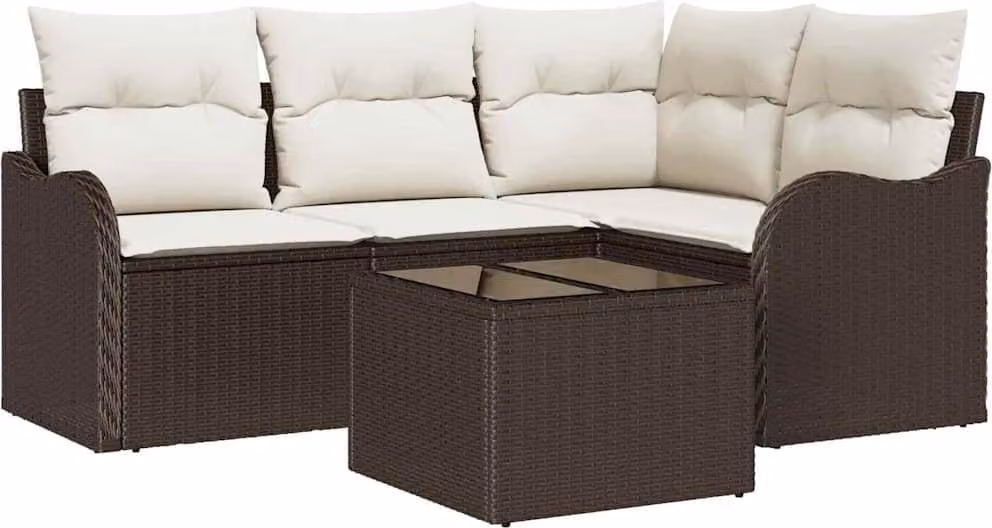Set Divano da Giardino Marrone polyrattan