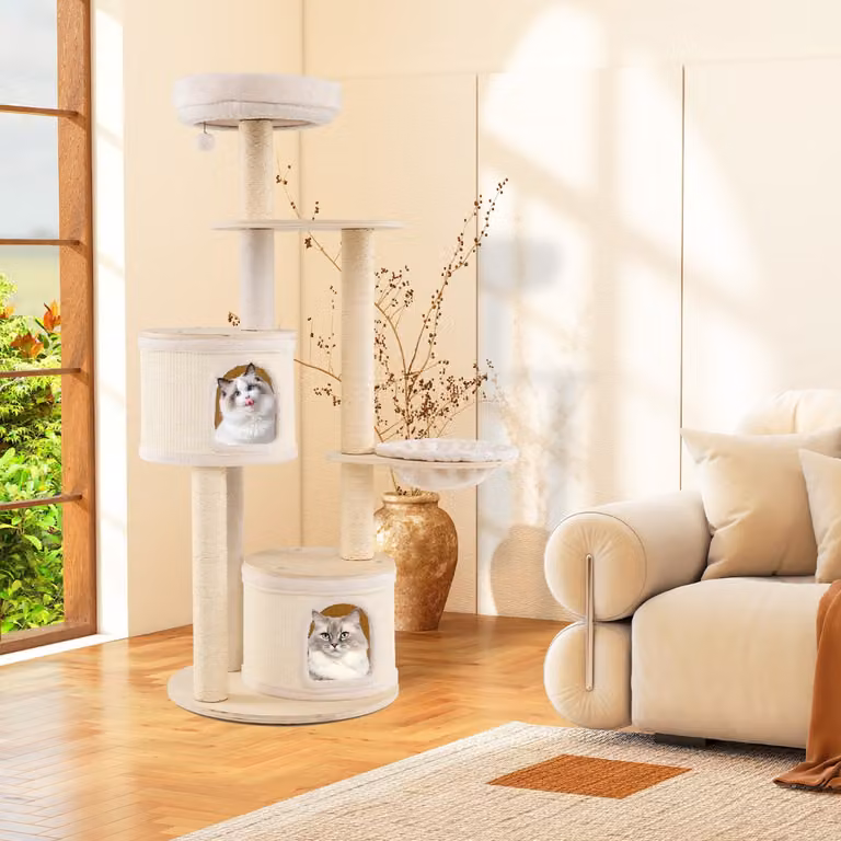 Albero per gatti Costway beige con tiragraffi in sisal e cuscino lavabile