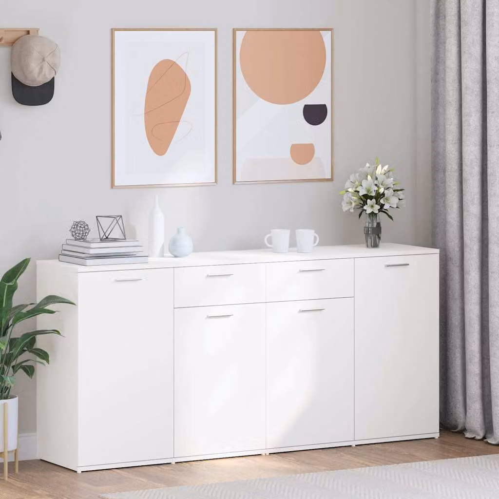 Credenza moderna vidaXL in legno multistrato e MDF, colore bianco, L 160 x P 36 x H 75 cm