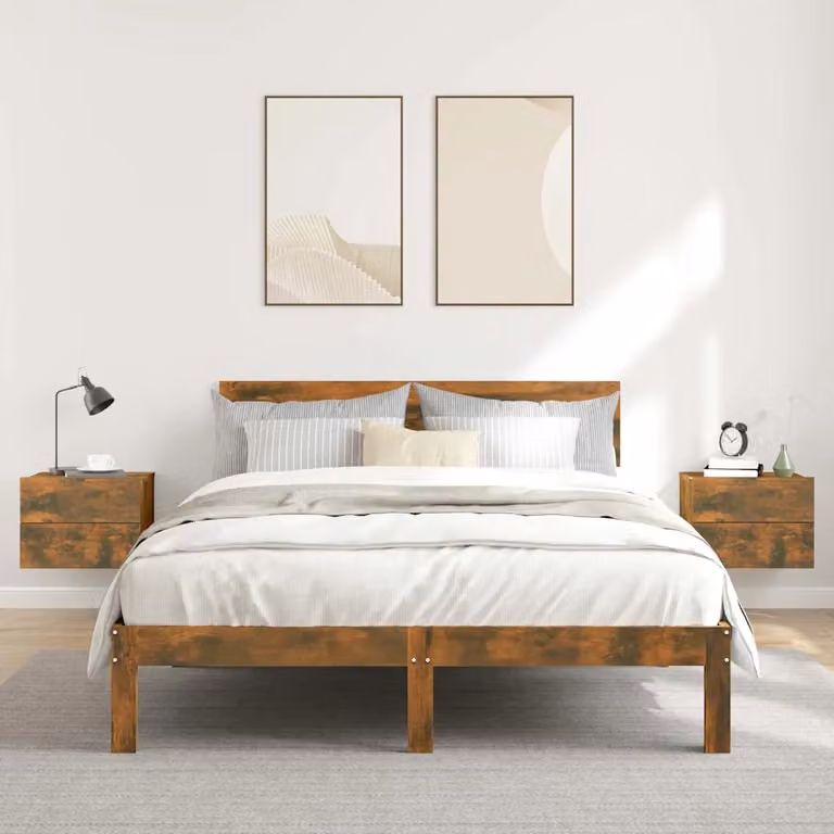 Set di 2 comodini vidaXL in legno multistrato rovere fumo L/P/H: 40 x 30 x 30 cm