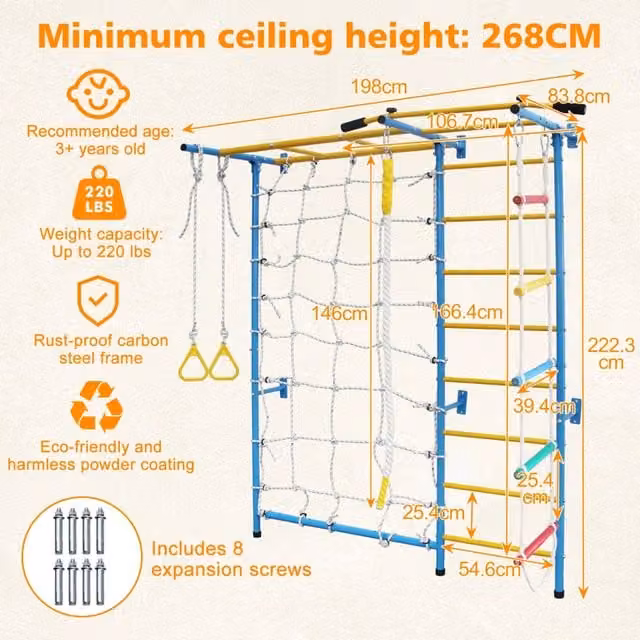 Gioco da arrampicata indoor multifunzione REDOM in acciaio al carbonio blu