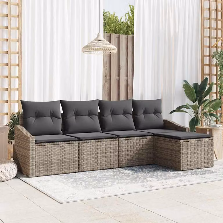 Maison Exclusive - Set di divani componibili, 5 pezzi, grigio [materiale sintetico]: rattan sintetico