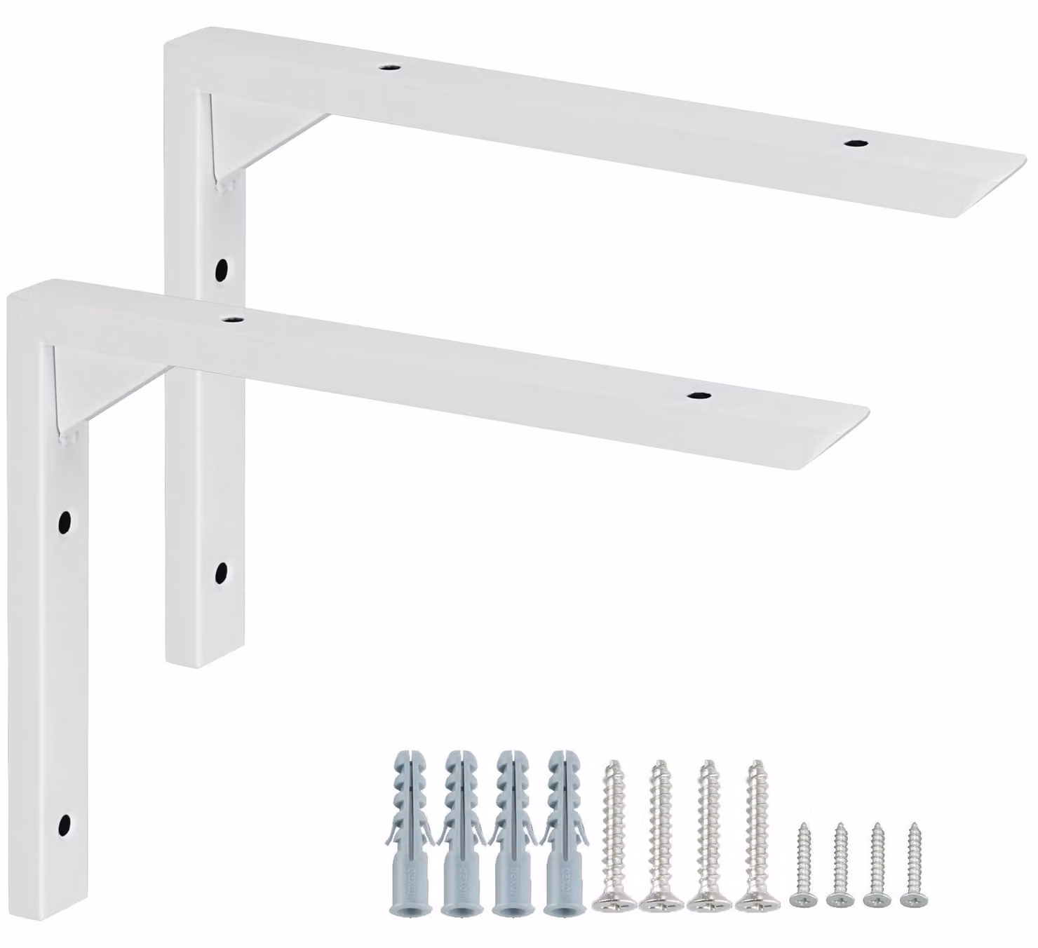 Solidchoice - 2 supporti a mensola da parete in acciaio inossidabile bianco, lunghezza 200 mm