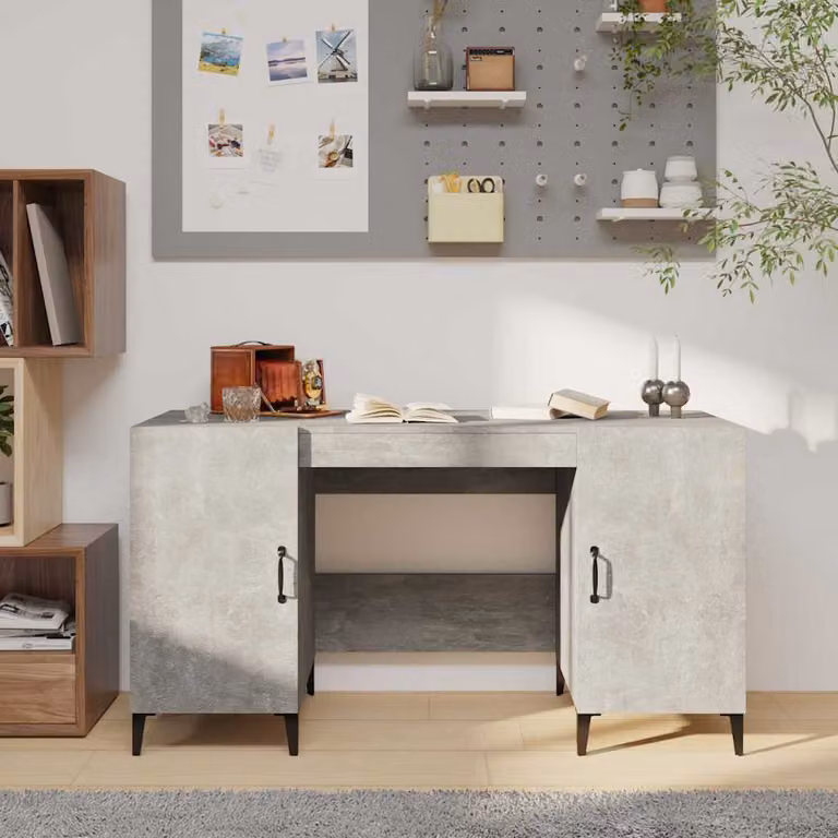 Scrivania da computer vidaXL in stile industriale, colore grigio, L/P/H: 140 x 50 x 75 cm