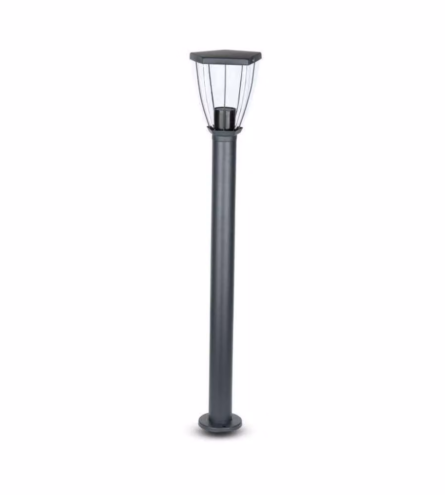 Piantana da giardino V-TAC in acciaio inossidabile con portalampada E27, colore nero, IP44, Altezza: 80 cm