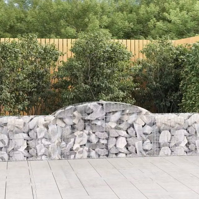 Set di 15 Cesti Gabbioni ad Arco Videx in Acciaio Zincato Argento L: 300 cm, P: 30 cm, H: 60/80 cm – 1