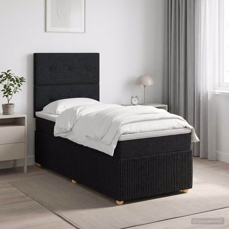 Maison Exclusive - Letto boxspring con materasso nero 90 x 200 cm Tessuto