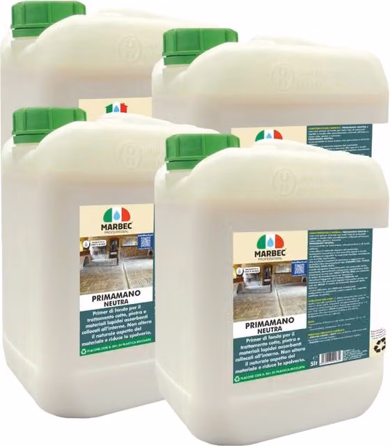 Set di 4 Primer Marbec PRIMAMANO Neutra a base acquosa, colore bianco trasparente, 5 l ciascuno – 1