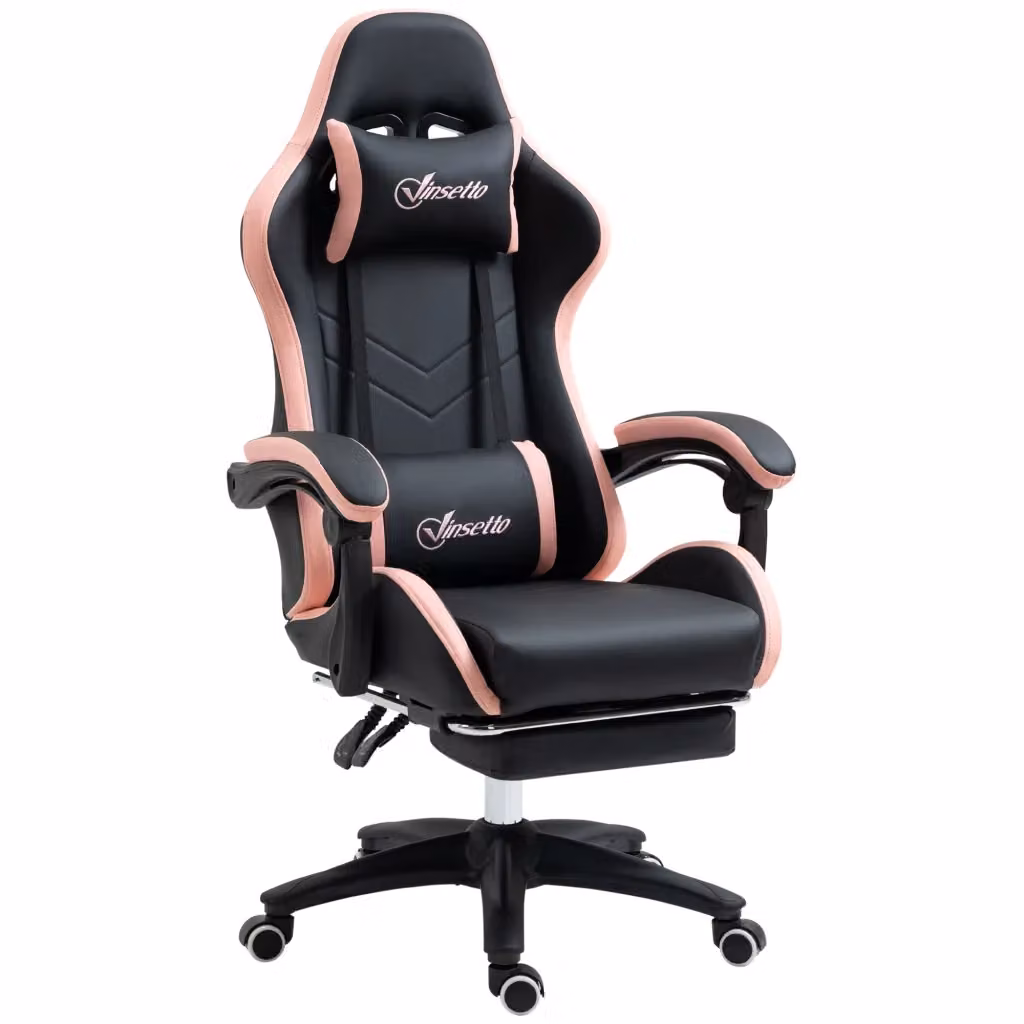 Sedia da ufficio e gaming XYLO rosa e nera con supporto lombare, poggiatesta e braccioli in ecopelle – 2