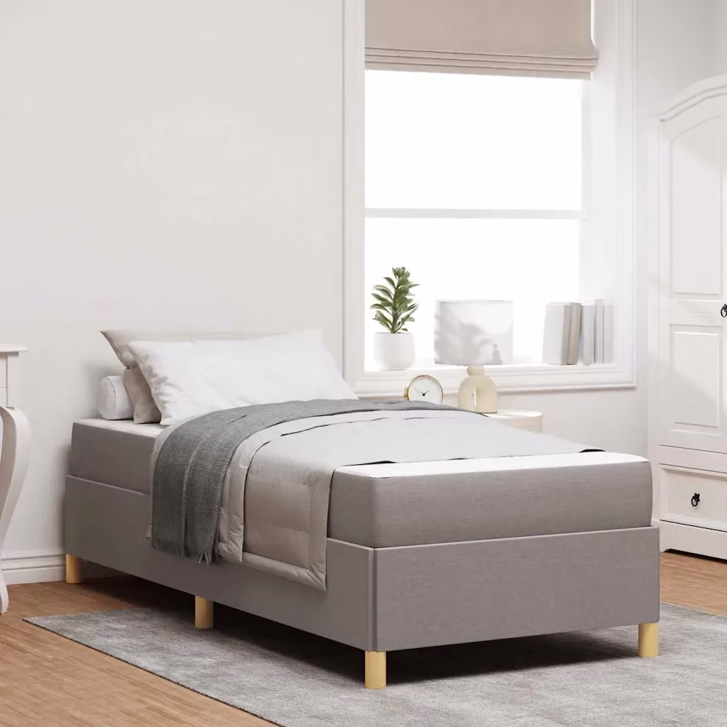 Struttura del letto Talpa vidaXL in tessuto e legno, L/P/H: 90 x 190 x 55 cm, disponibile in beige o grigio – 1