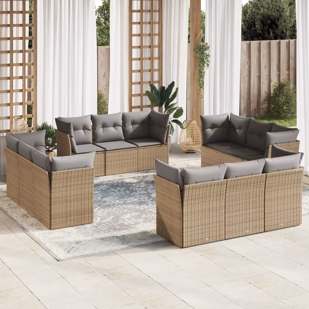 Maison Exclusive - Set Divani da Giardino 12 pz con Cuscini Beige in Polyrattan