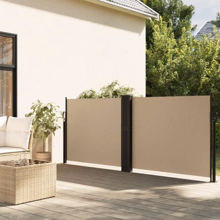 vidaXL Tenda da Sole Laterale Retrattile Beige in Poliestere e Acciaio L: 600 cm, H: 140 cm