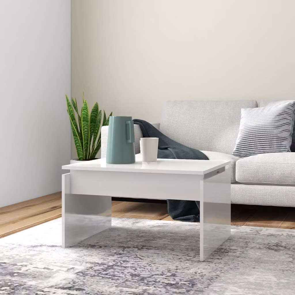 vidaXL Tavolino bianco lucido 68x50x38 cm in legno - Tavolino - Tavolini - Tavolino da salotto - Tavolini da salotto