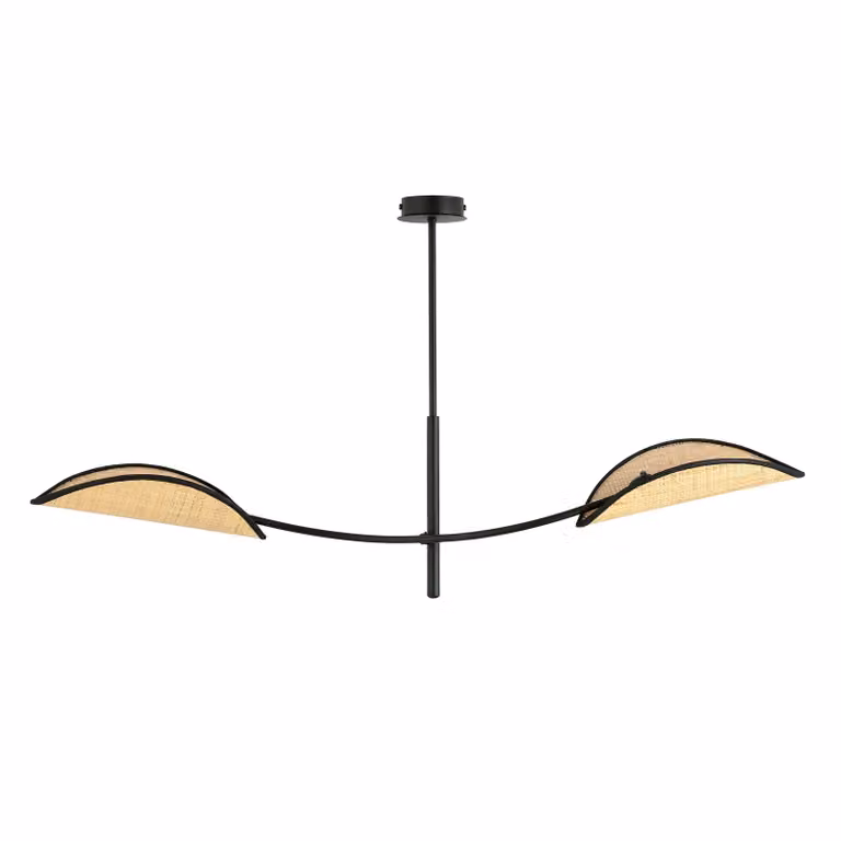 Lampada da soffitto Emibig 2xE14 40W LOTUS 2 NERO/RATTAN 1108/2