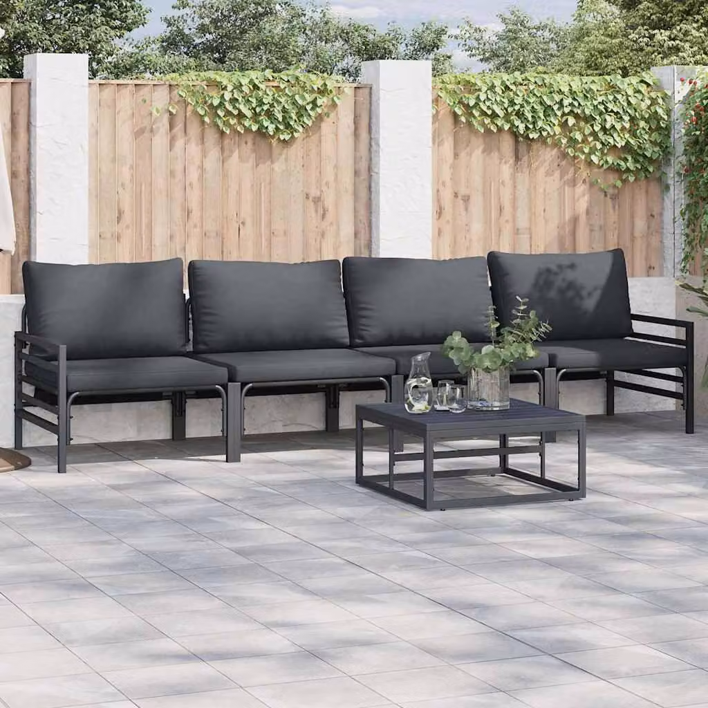 Maison Exclusive - Set da giardino composto da 5 pezzi, divano, acciaio nero