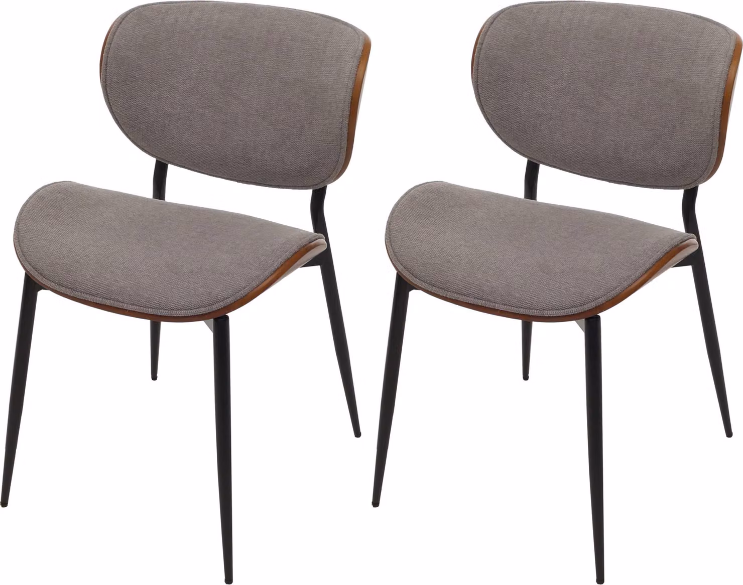 Set di 2 sedie da pranzo, modello HWC-O45, struttura in legno di faggio, rivestimento in tessuto (370g/m²), , finitura effetto noce, colore grigio chiaro