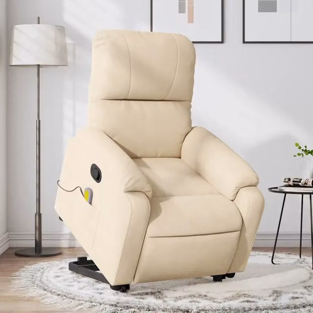 Poltrona Alzapersona Reclinante con Assistenza Elettrica vidaXL in Microfibra Beige