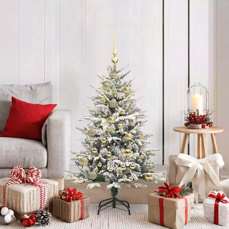 Maison Exclusive - Albero di Natale artificiale illuminato con set di palline verdi