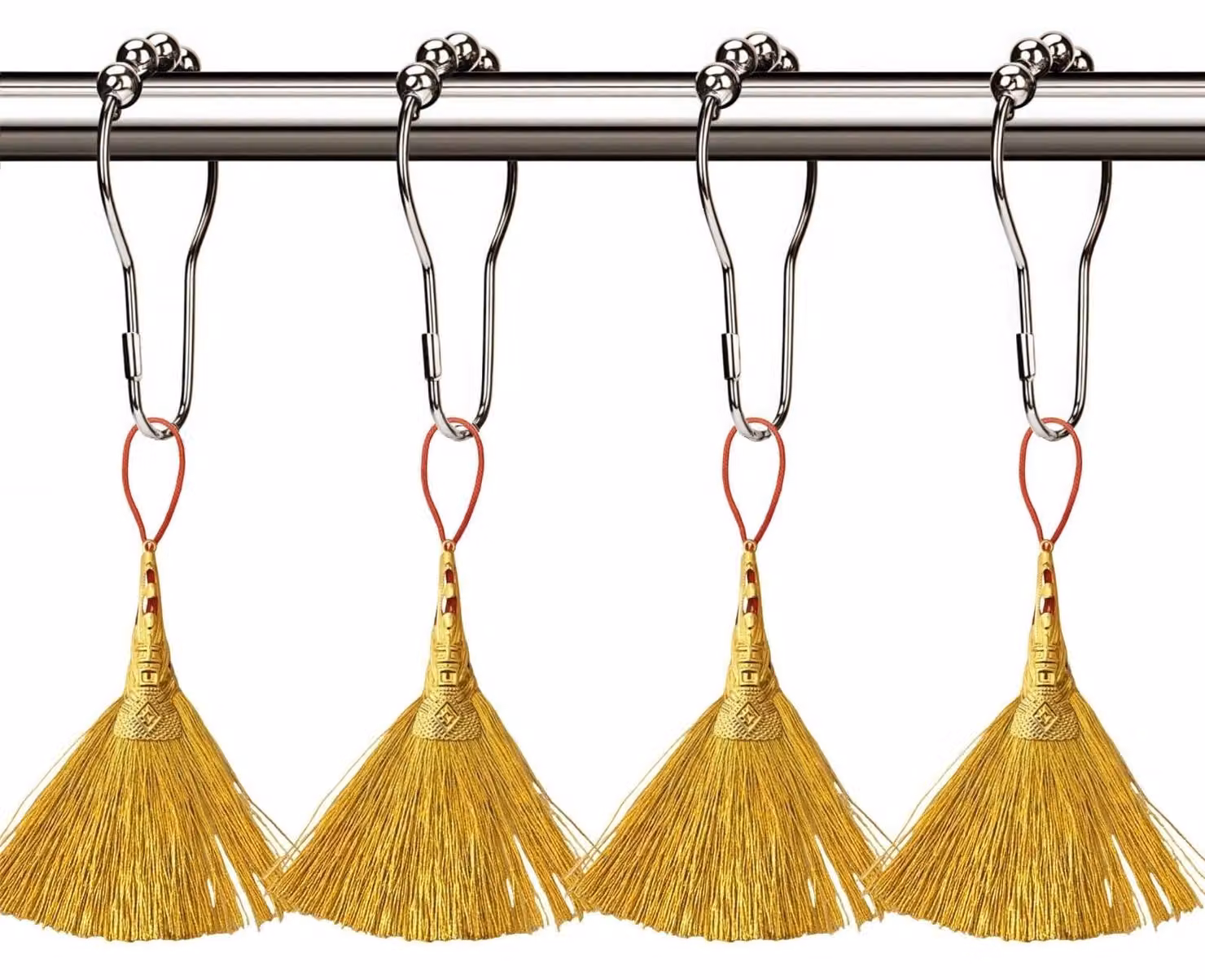 Ganci per tenda da doccia - Anelli in acciaio con ciondolo in stile Feng Shui - Confezione da 12 pezzi