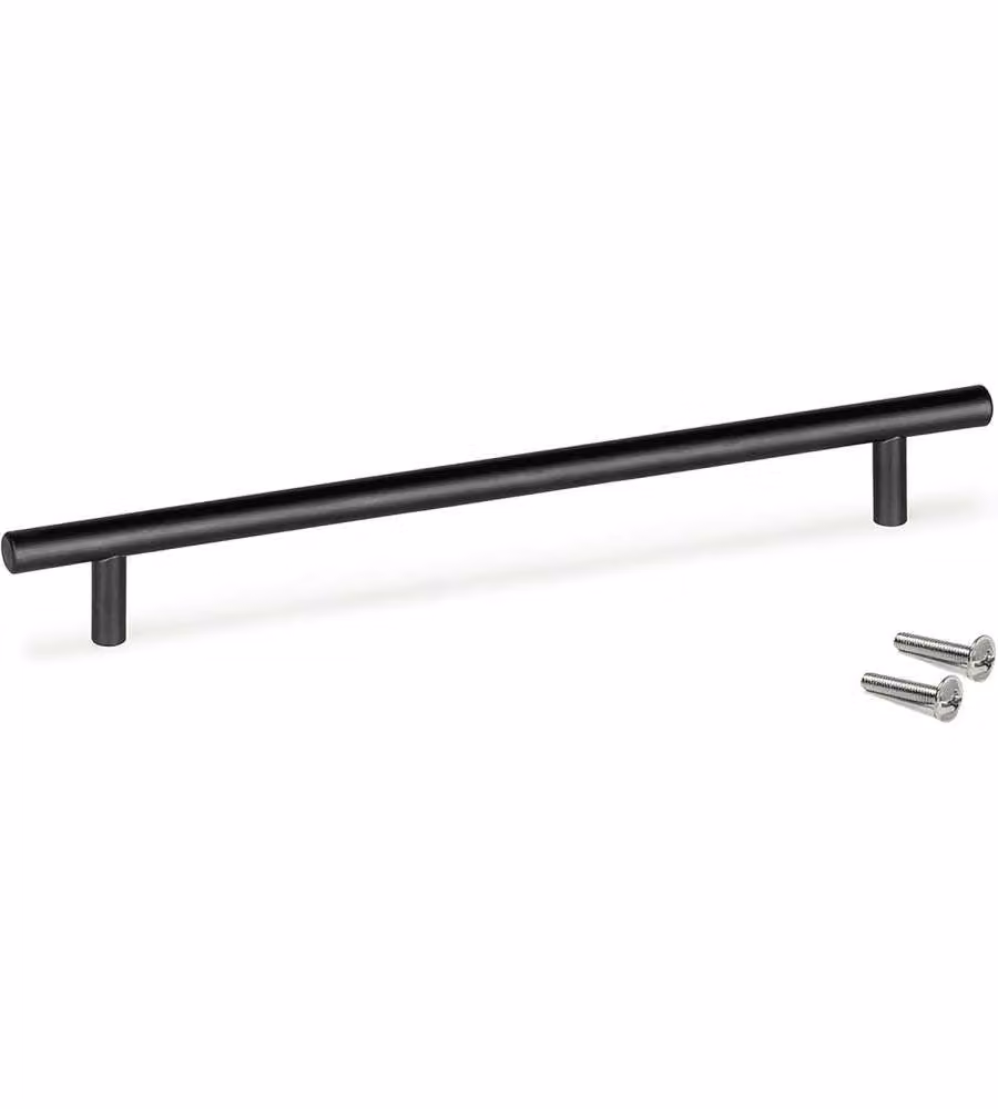Lotto 10 maniglie per mobili nere L188mm interasse 128mm acciaio