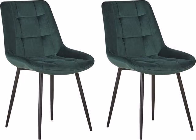 Set di 2 sedie da pranzo in velluto verde scuro gambe in acciaio Nero sedie moderne imbottite