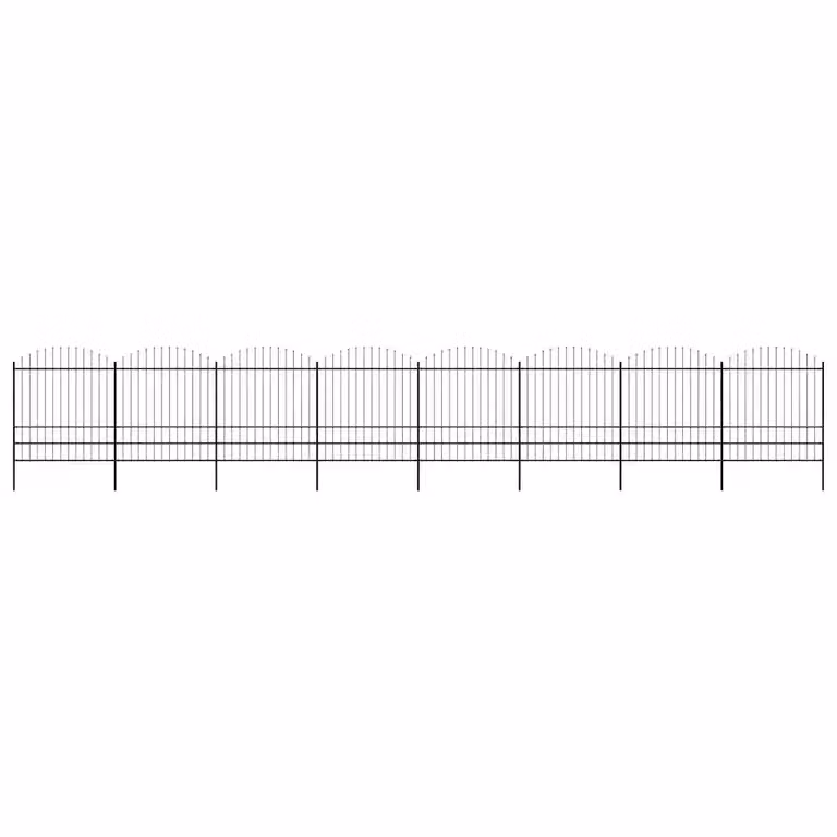Recinzione da giardino con punta a lancia in acciaio nera vidaXL L: 1339 cm, H: 200 cm