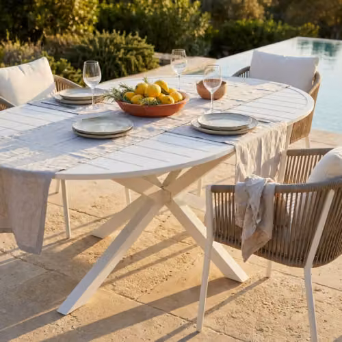 Tavolo Rotondo da giardino Camelot allungabile 150/200 x 150 - Magazzini Cosma