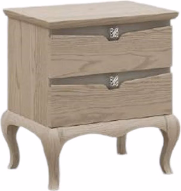 Comodino moderno con 2 cassetti in legno di frassino grigio Mobili 2G L/P/H: 54 x 39 x 60 cm