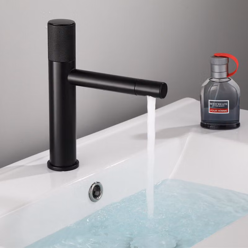 Rubinetto per lavabo a bocca girevole nero argento Rubinetto per lavabo a vaschetta da bagno Rubinetto a leva singola a 360 giri per acqua calda e fredda - Tipo D