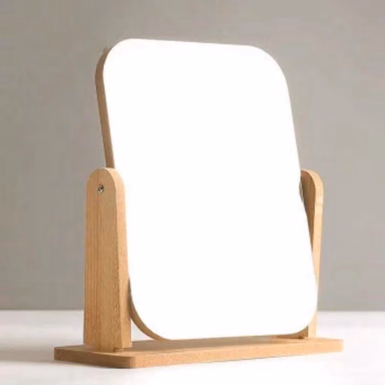 Specchio da trucco con supporto - Specchio da tavolo portatile - Specchio per il bagno, ideale per la rasatura e il trucco - Specchio da trucco in legno - Specchio girevole