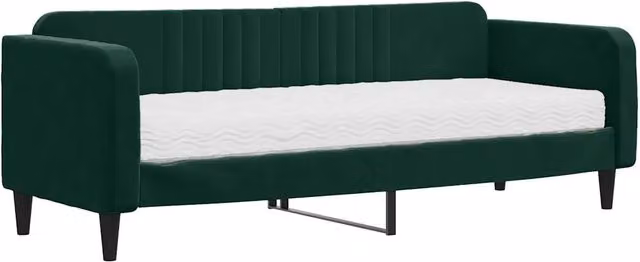 Divano letto | Sof¨¤ letto | Letto singolo con Materasso Verde Scuro 80x200 cm in Velluto