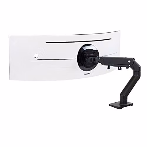 Ergotron – Braccio HX HD gaming, da scrivania per monitor ultrawide 1000R fino a 49 pollice, da 12,7 a 19,1kg, VESA 75x75/100x100mm - Snodo HD, Nero opaco (45-647-224)
