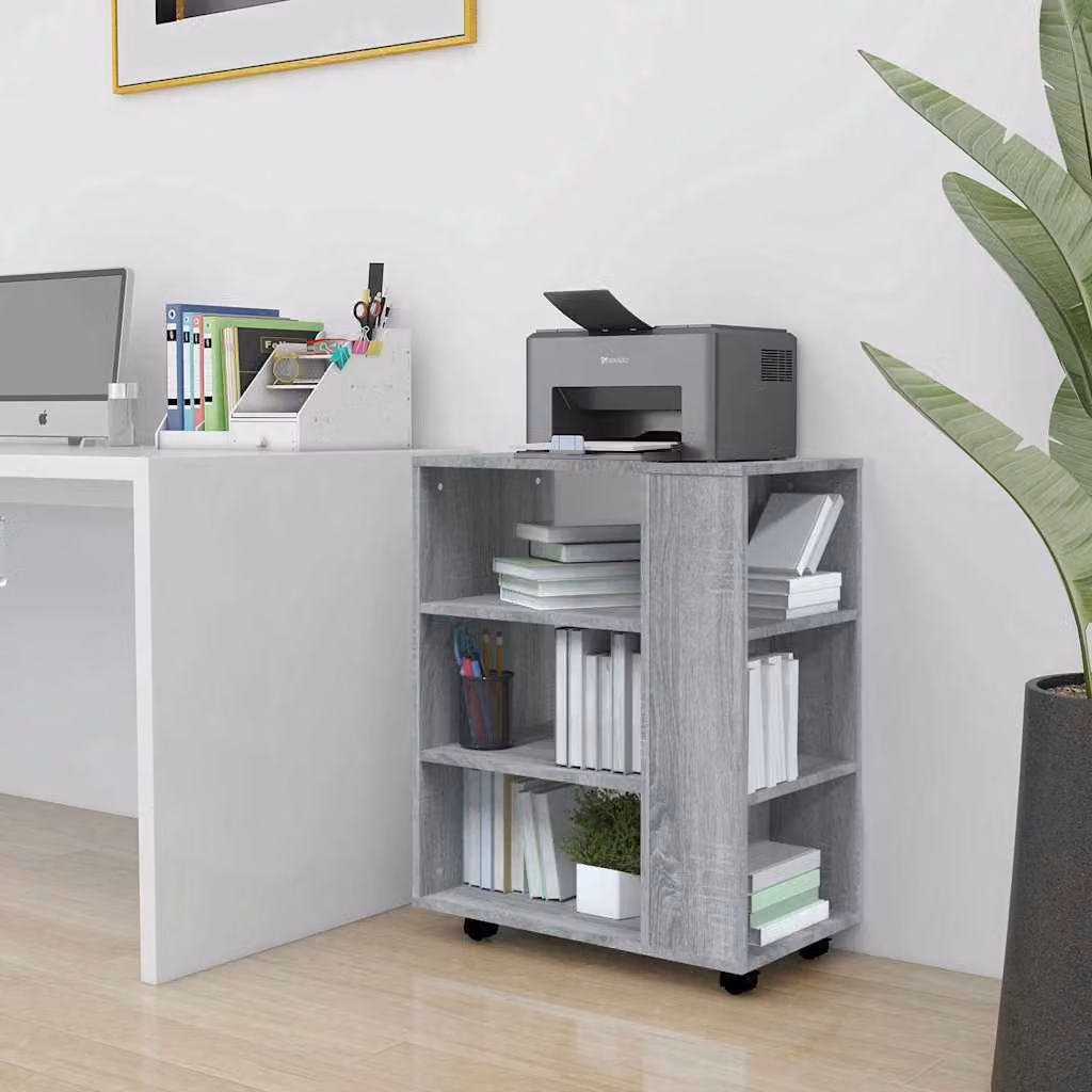 Armadietto con ruote vidaXL in legno multistrato Grigio Sonoma L: 60 cm, P: 35 cm, H: 75 cm