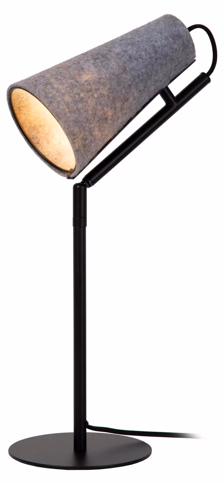 Lampada da tavolo minimalista nera e grigia con paralume conico in feltro, 1xE27, 40W, BENSEN Lucide