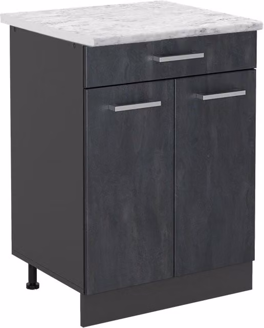 Mobiletto base per cucina R-Line Calce nera/Antracite 60 cm PL Marmo Vicco