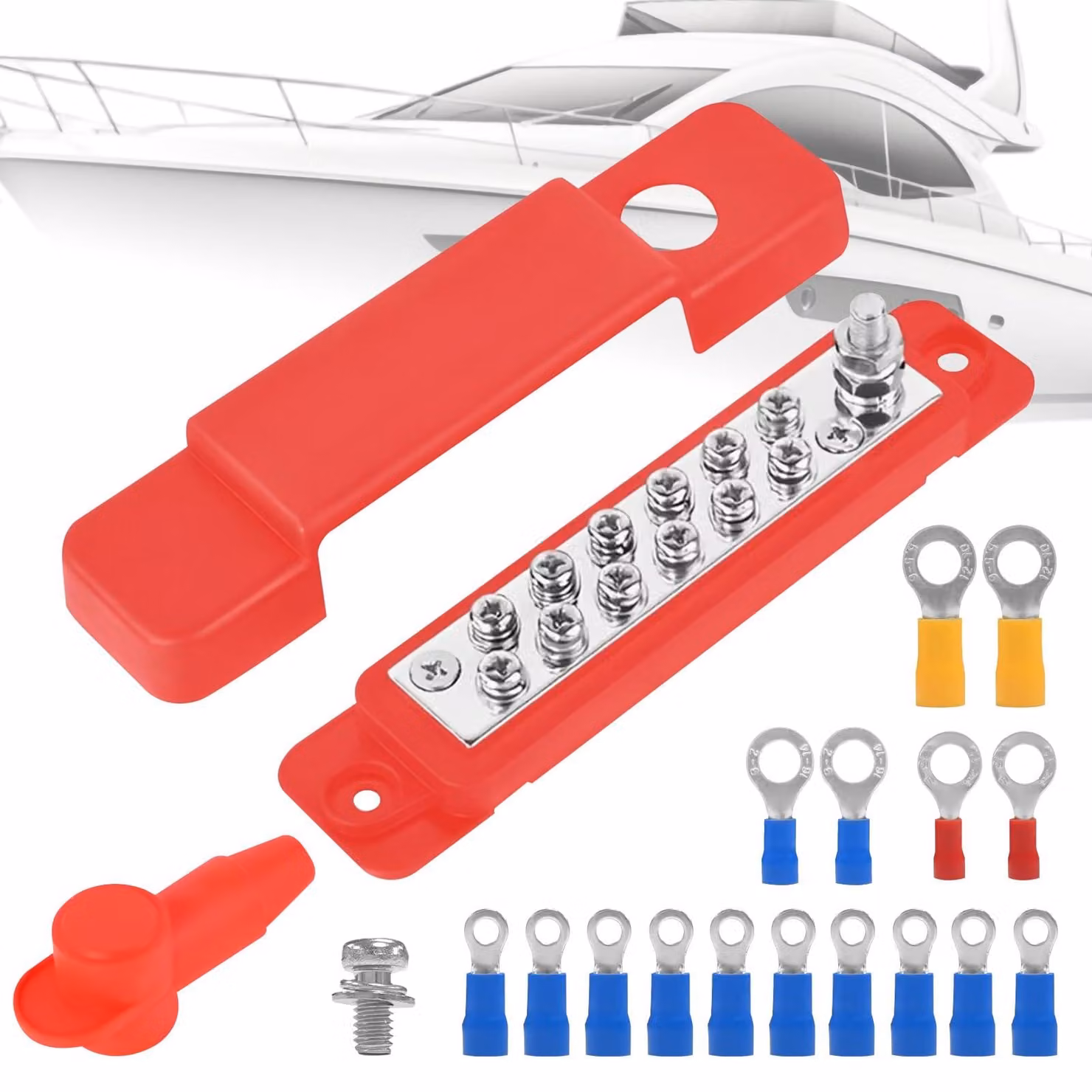 Blocco di distribuzione per barre collettrici, 12-48V DC, 150A, con morsetti M6