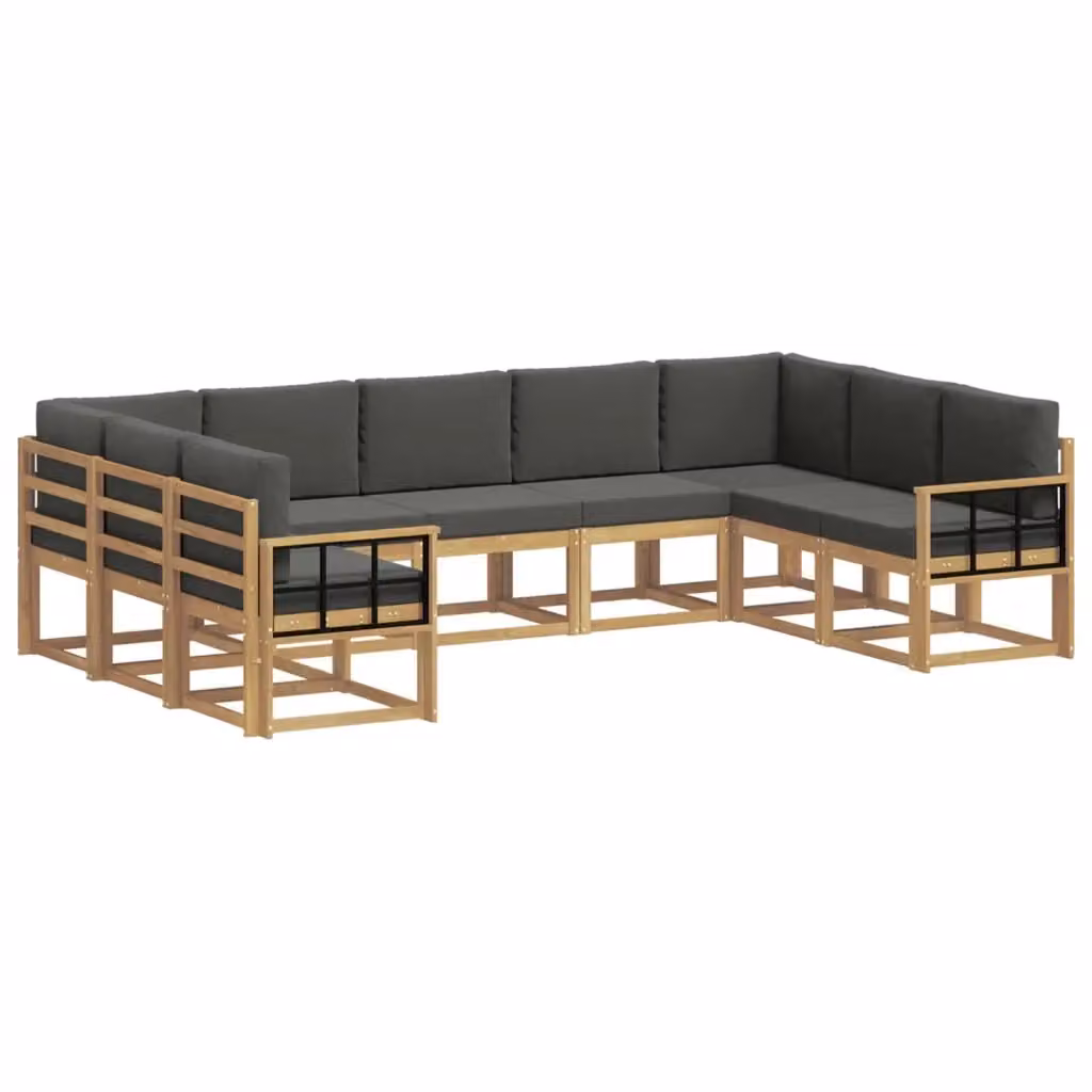 Set di divani da esterno vidaXL in legno di acacia con cuscini, Bianco e Antracite, 9 pezzi – 2