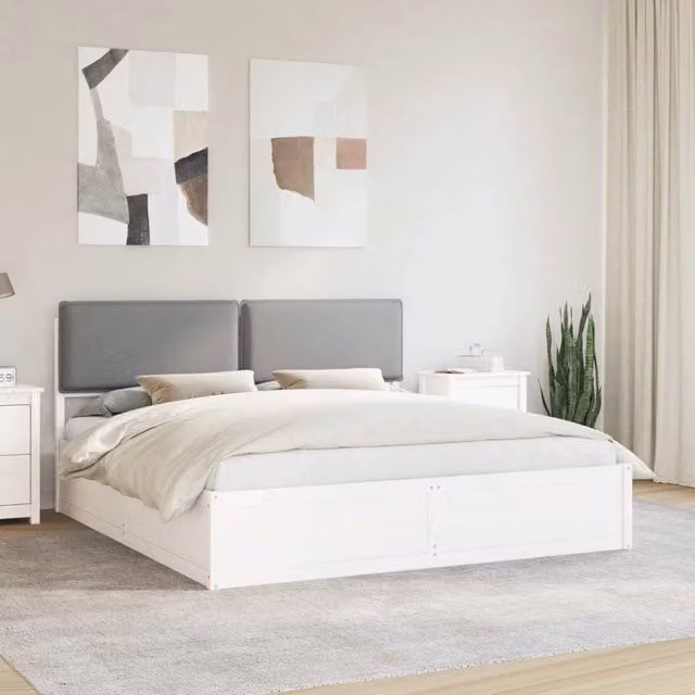 Letto con Testiera Rivestita Grigio chiaro 180 x 200 cm 3398113