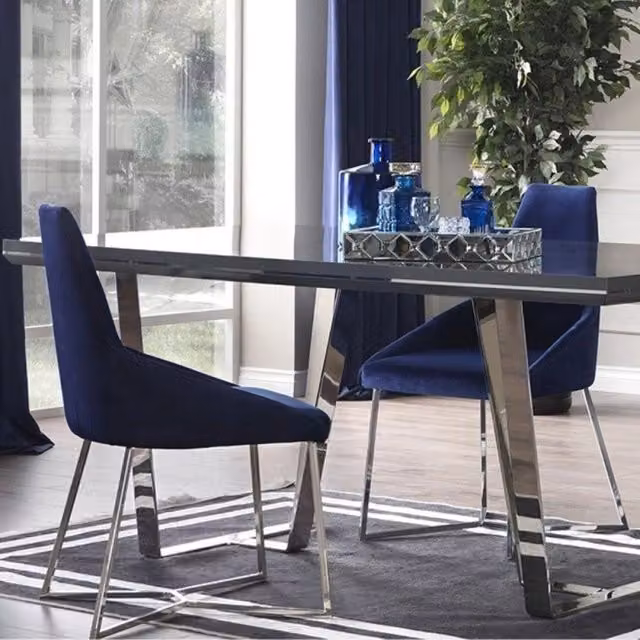 Sedia Enzio tessuto blu parliament set 2 pezzi